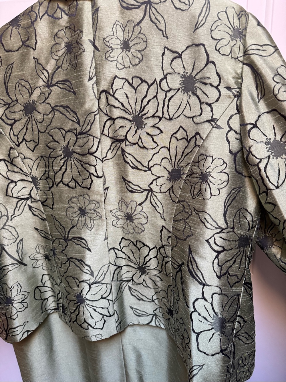 Jessica Howard Sage Green Sleeveless Dress 3/4 Beaded Floral Jacket Set Woman 18 - Picture 6 of 16
